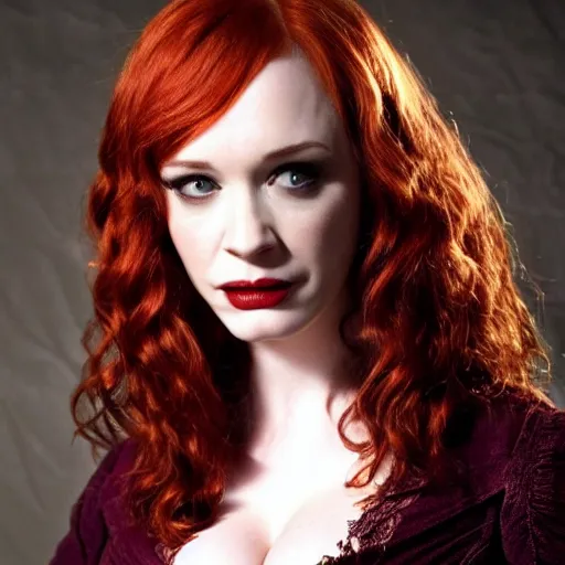 Prompt: full shot photo of christina hendricks as a vampire warrior