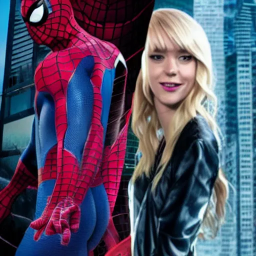 Image similar to Spider-Man stands next to Spider-Gwen, Marvel Cinematic Universe