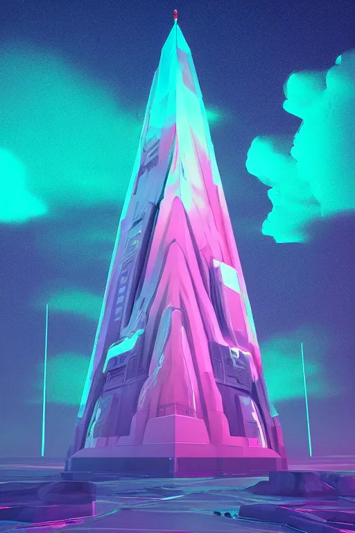 Prompt: crystal synthwave monolith, by ross tran, rendered in beeple