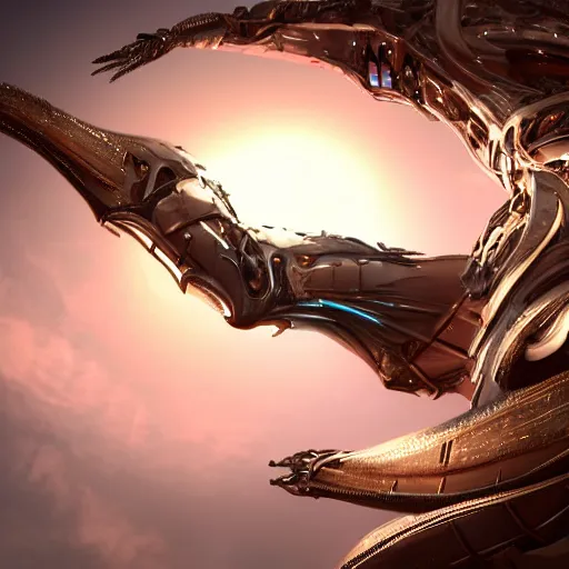 Image similar to worm's eye view from the floor, looking up, at a highly detailed 300 foot tall giant exquisite beautiful female warframe, as an anthropomorphic robot dragon, posing elegantly over your tiny form, camera looking up from the ground, at the beach on a sunset, sleek streamlined design, streamlined matte black armor, sharp detailed claws, detailed sharp robot dragon feet, giantess shot, upward shot, ground view shot, front shot, cinematic shot, high quality warframe fanart, captura, realistic, professional digital art, high end digital art, furry art, giantess art, anthro art, DeviantArt, artstation, Furaffinity, 8k HD render, epic lighting