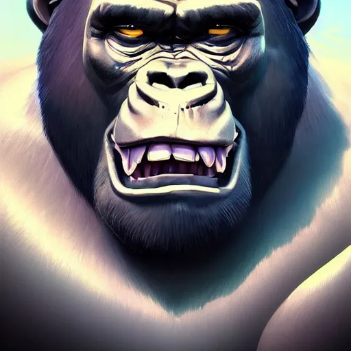 Prompt: portrait of a gorilla knight, mattepainting concept blizzard pixar maya engine on stylized background splash comics global illumination lighting artstation, sharp focus, lois van baarle, ilya kuvshinov, rossdraws