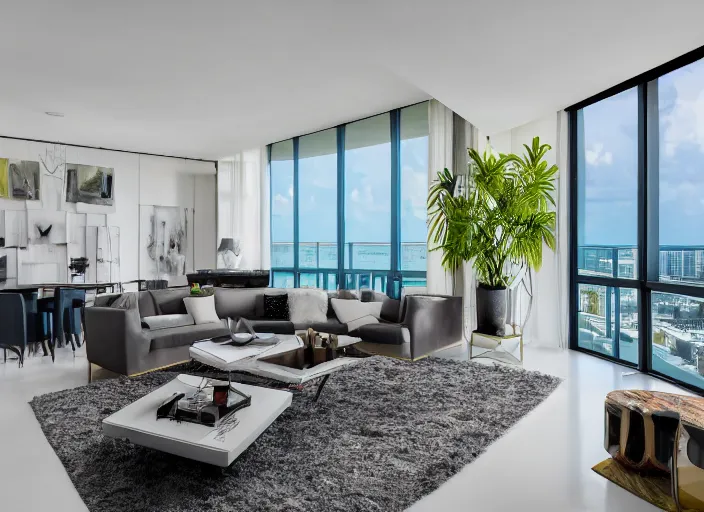 Image similar to 8 k photograph of stunning 2 0 2 2 wynwood miami apartment living room, award winning design, designed by michael wolk + beatriz pascuali