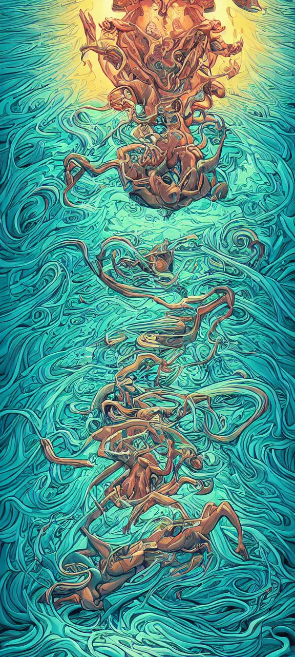 Image similar to andrew jones alex grey mark cooper, artgerm artstation award winning photorealistic detailed hypervivid intense fantasy concept art, hypervivid intense mcbess, the sea by dan mumford