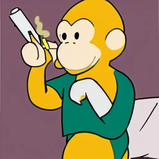Prompt: curious george smoking a crack pipe