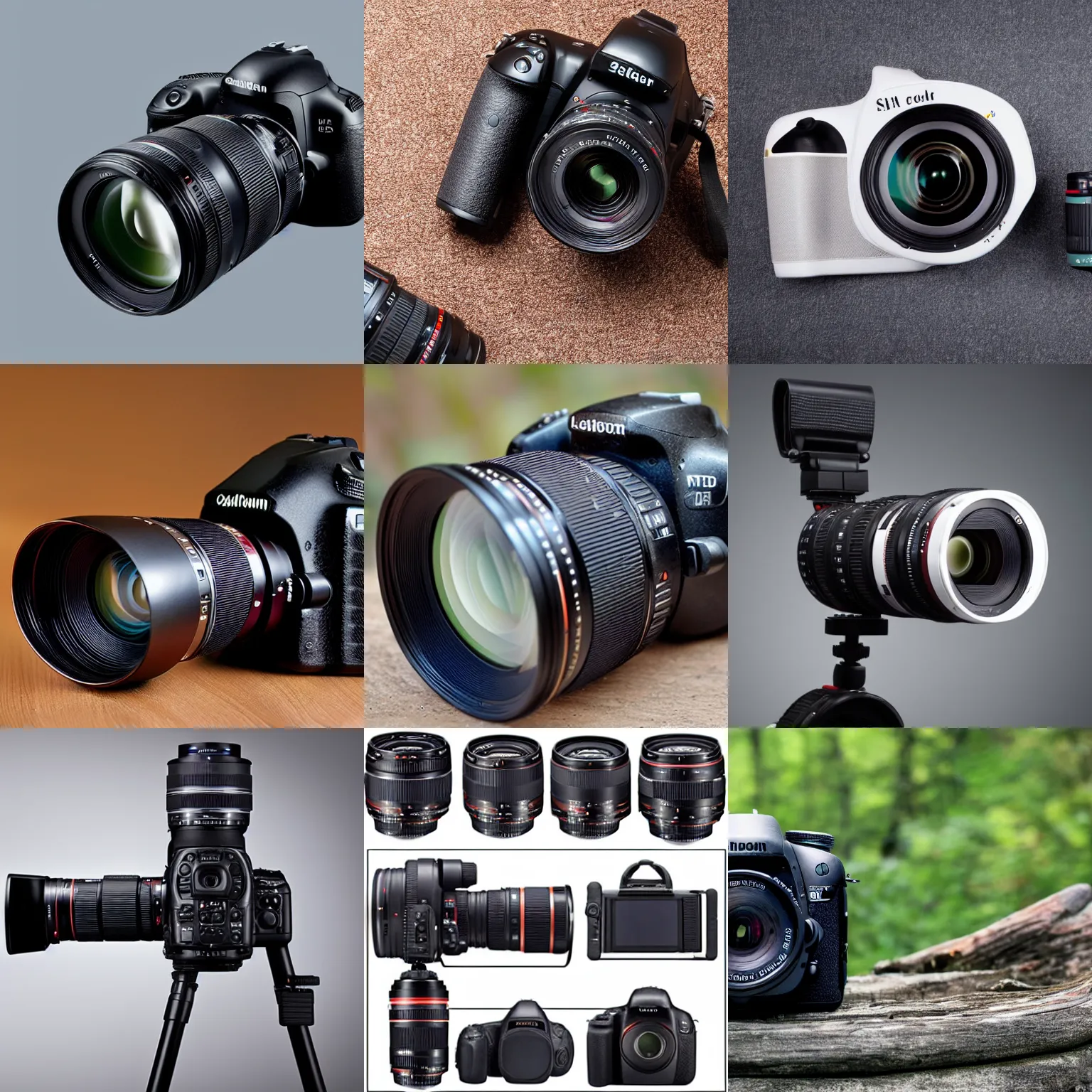 Prompt: high-tech DSLR camera with long lens