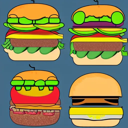 Prompt: equation of a burger. food, math symbols, illustration, portfolio