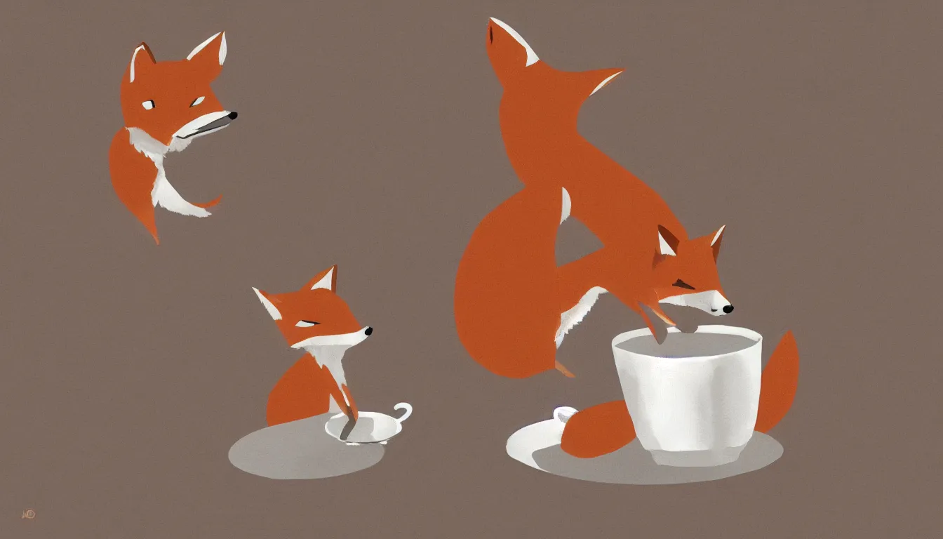 Image similar to A fox sipping a cup of tea near a window, furry art, digital art