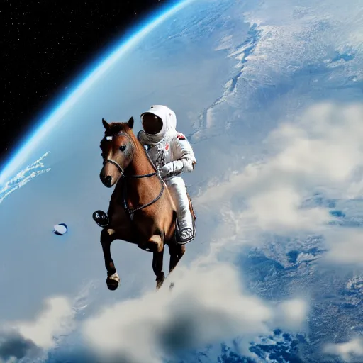 Prompt: an astronaut riding a horse in space, 8 k, high resolution, cinematic, national geographic