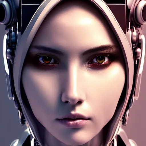 Image similar to centered portrait of an ultra detailed Mechanical Cyberpunk Female Android, looking into the camera!!, intricate, elegant, super highly detailed, professional digital painting, artstation, concept art, smooth, sharp focus, no blur, no dof, extreme illustration, Unreal Engine 5, Photorealism, 8k, cinematic, art by artgerm and greg rutkowski and alphonse mucha and loish and WLOP