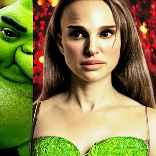 Image similar to natalie portman shrek mashup