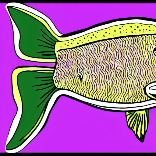 Prompt: cartoon illustration of a fish