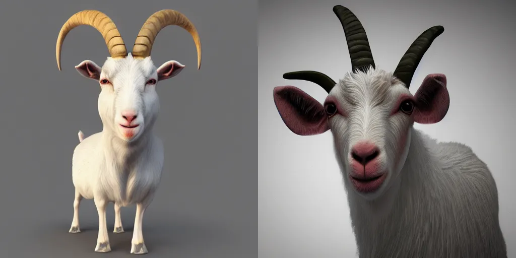 Prompt: 3D render of a goat