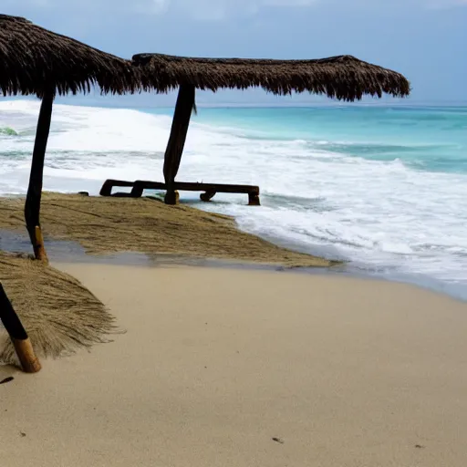 Prompt: two oval-shaped woks on the beach