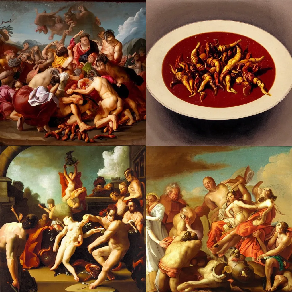 Prompt: baroque painting of a delicious chili bowl