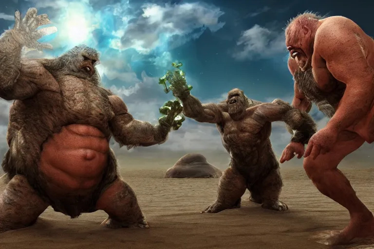 Prompt: photo, friends, man two old hairy fat ugly men! fighting alien monsters 4 0 5 4 7 on a beach, highly detailed, scary, intricate details, volumetric lighting, front view