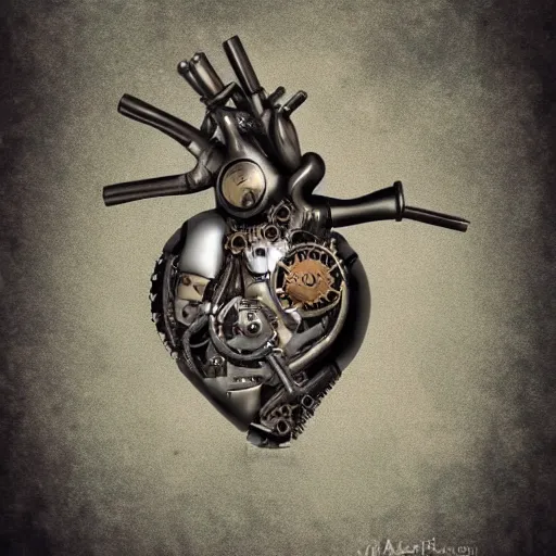 Prompt: mechanical human heart, trending on artstation, steampunk