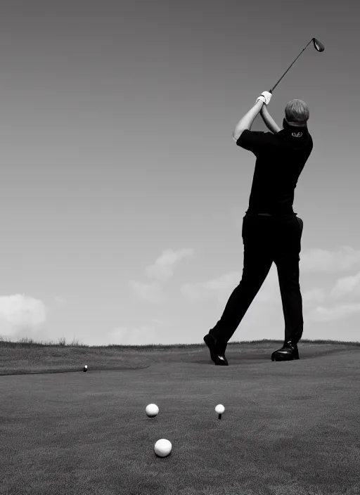 Image similar to golfing black and white portrait white sky in background