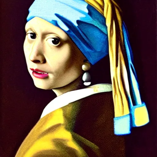 Prompt: Dwayne Johnson with a pearl earring by Johannes Vermeer