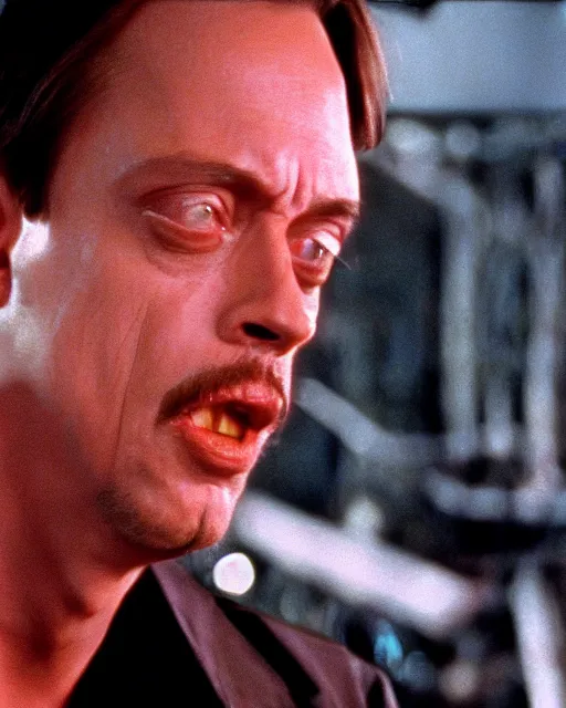 Prompt: film still close - up shot of steve buscemi terminator 2. photographic, photography