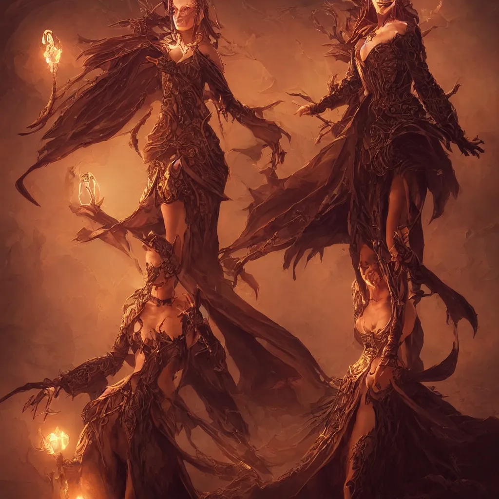 Image similar to Beautiful Evil Necromancer Sorceress, fantasy magic, dramatic lighting, golden hour, close to night, intricate, elegant, sharp focus, illustration, highly detailed, digital painting, concept art, matte, art by Artgerm and Greg Rutkowski, Magic The Gathering