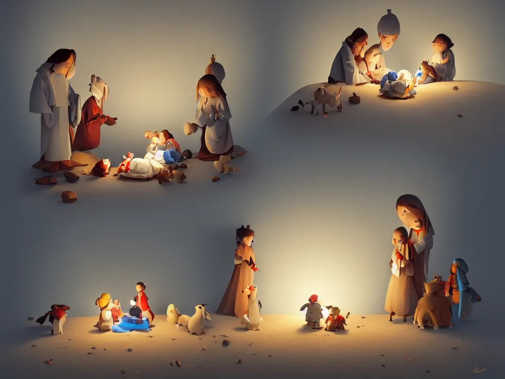 Image similar to the nativity, by goro fujita, trending on artstation, 8k, highly detailed, digital graphic art