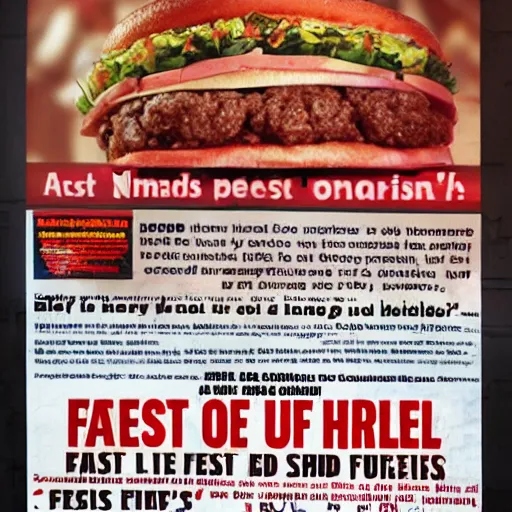 Prompt: Advert for a fast food shop that sells human flesh.