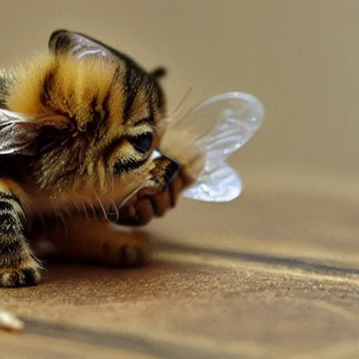 Image similar to photo of world's smallest cat the size of a honeybee