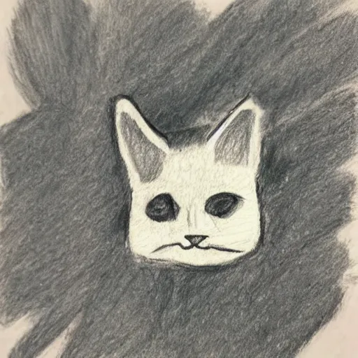 Prompt: crayon drawing of a cat bleeding out, drawn by a 6 year old