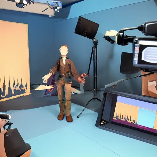 Prompt: a photo of a animation filming set