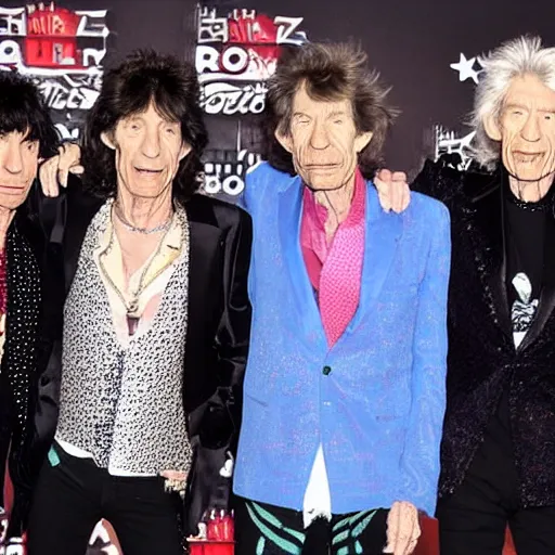 Prompt: rolling stones band, 200 years in the future