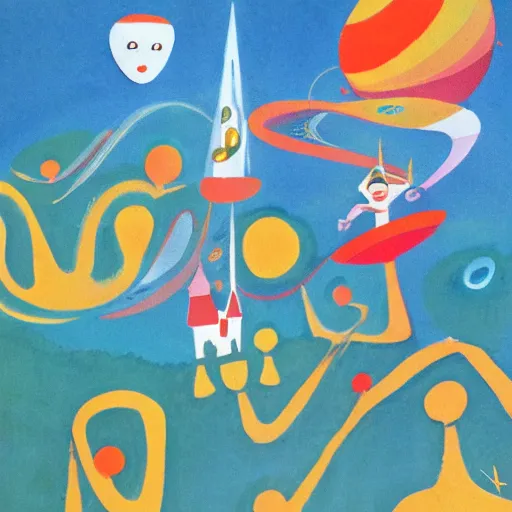 Image similar to its a small world concept art, mary blair