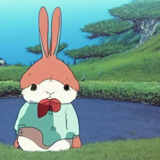 Prompt: a rabbit in the movie ponyo