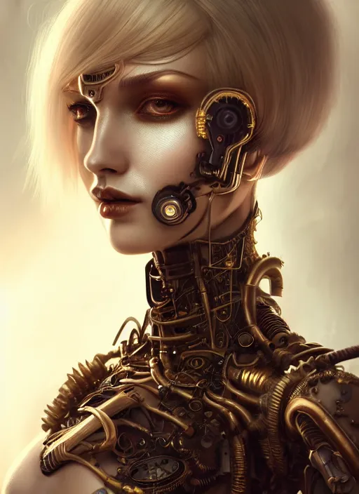 Image similar to soft lustrous ivory punk gothic steampunk cyborg, golden ratio, details, scifi, fantasy, cyberpunk, intricate, decadent, highly detailed, digital painting, octane render, artstation, concept art, smooth, sharp focus, illustration, art by artgerm, loish, wlop