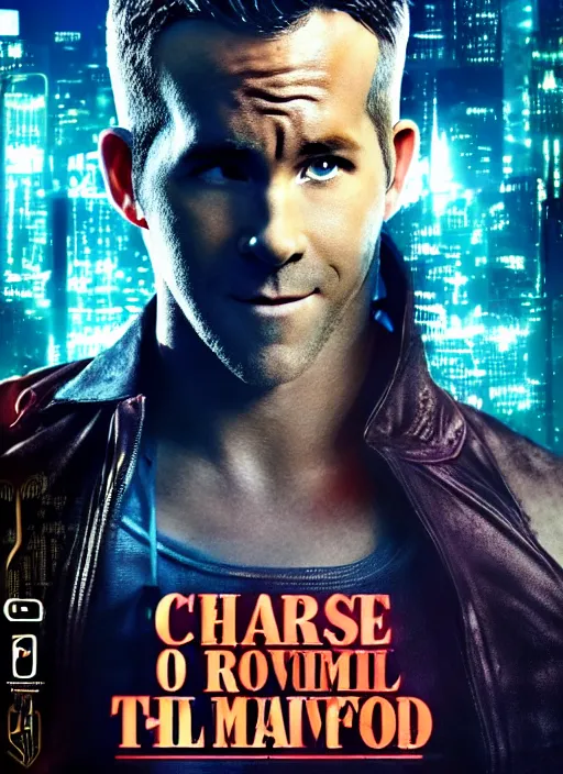 Image similar to poster for a romantic movie featuring ryan reynolds as sgt chase meeting the love of his life tiffany in prison, cyberpunk setting, 4 k resolution, on on imax