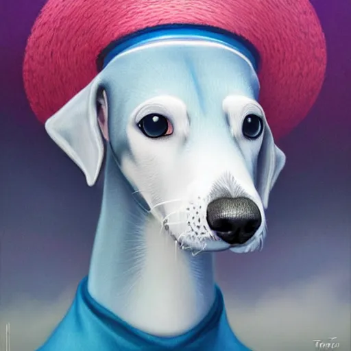 Prompt: lofi underwater greyhound portrait, Pixar style, by Tristan Eaton Stanley Artgerm and Tom Bagshaw.