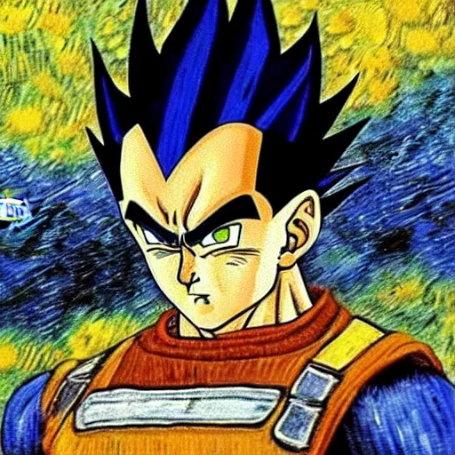 Prompt: vegeta by van gogh