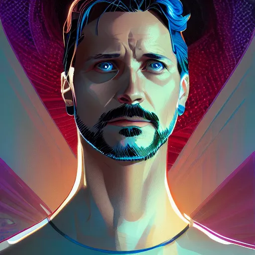 Prompt: Viggo Mortensen as Tony Stark, ambient lighting, 4k, alphonse mucha, lois van baarle, ilya kuvshinov, rossdraws, artstation