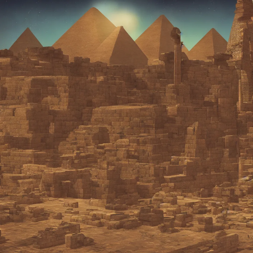 Image similar to ancient egyptian structure, epic retrowave art, trending on art station