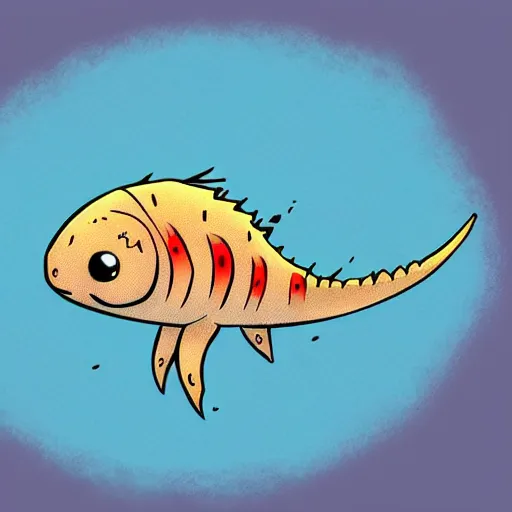 Image similar to fish dinosaur chibi style concept art