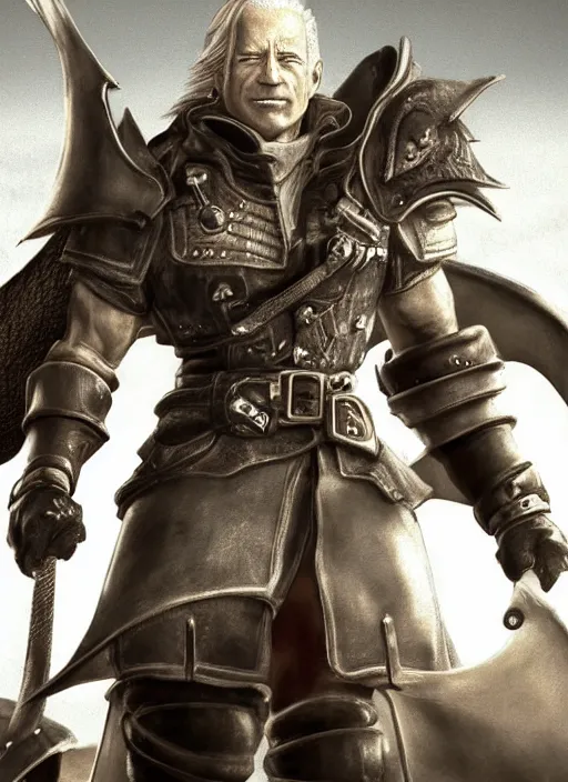 Image similar to a full portrait photo of biden in final fantasy ix style, f / 2 2, 3 5 mm, 2 7 0 0 k, lighting, perfect faces, award winning photography.