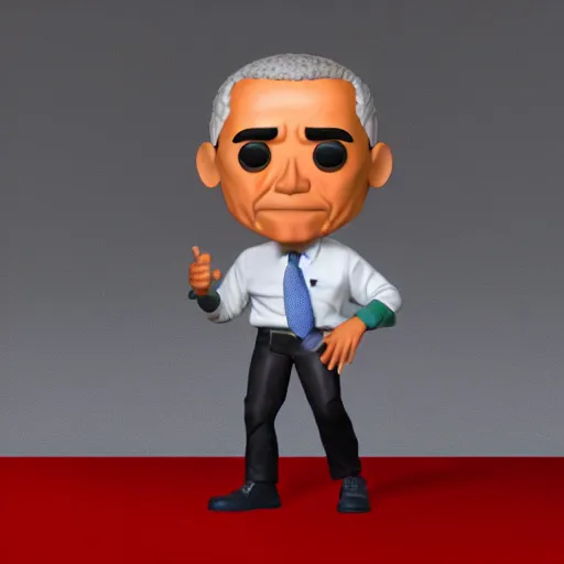 Image similar to full body 3d render of barack obama as a funko pop, studio lighting, white background, blender, trending on artstation, 8k, highly detailed