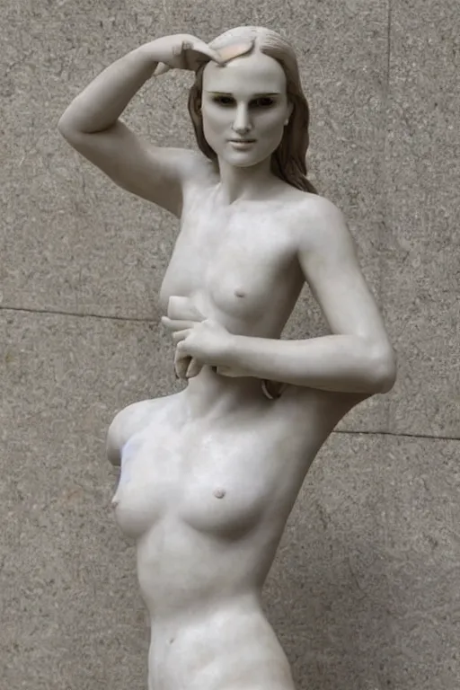 Image similar to natalie portman as a marble statue, female beauty