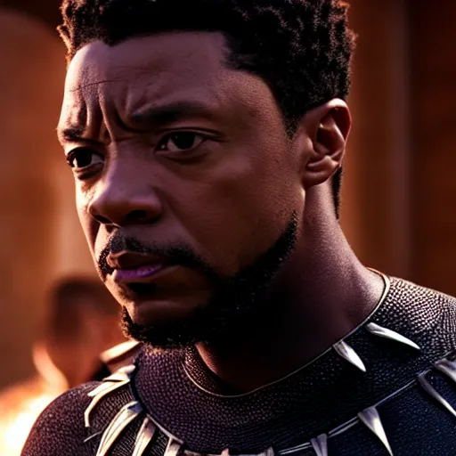 Image similar to cinematic still of kirk lazarus as black panther