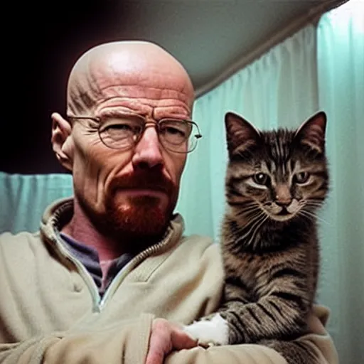 Prompt: Walter White with a cat