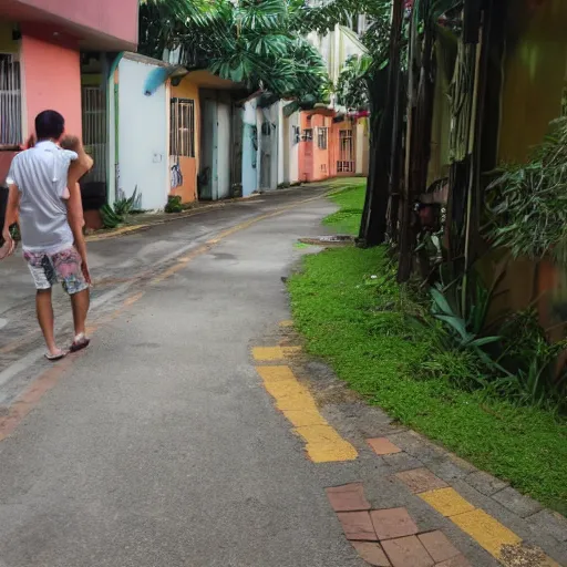 Image similar to walking through an old housing estate in singapore