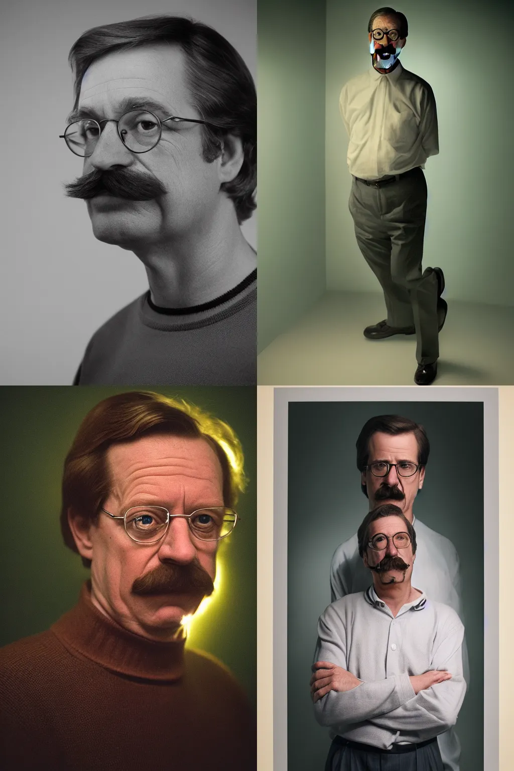Prompt: Candid portrait photograph of Ned Flanders, mood lighting, taken by Annie Leibovitz