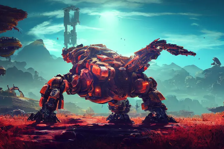 Image similar to shellsnapper machine mecanical creature robot of horizon forbidden west horizon zero dawn radiating a glowing aura global illumination ray tracing hdr fanart arstation by ian pesty and alena aenami artworks in 4 k