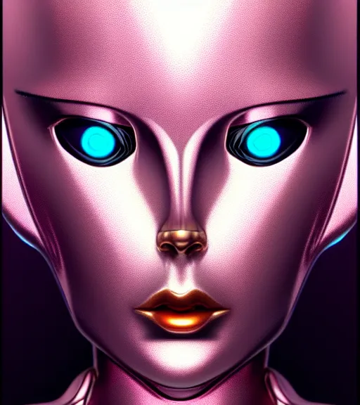 Prompt: portrait of female chrome robot by hagime sorayama realistic, professionally, professionally color graded, intricate, elegant, highly detailed, centered, digital painting, artstation, concept art, smooth, sharp focus, illustration,