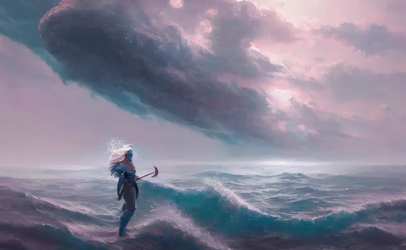 Image similar to A painting of Neptune trending on artstation in the style of Greg Rutkowski