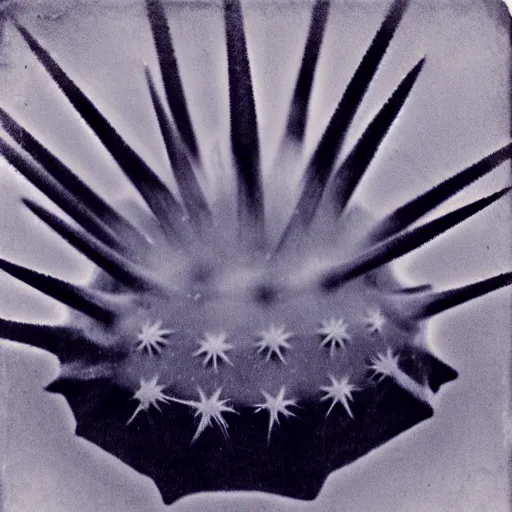 Image similar to sea urchin in the style of cyanotype